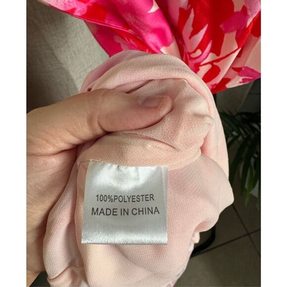 Pink Floral Midi Summer Sun Dress Size 10 - Picture 8 of 9